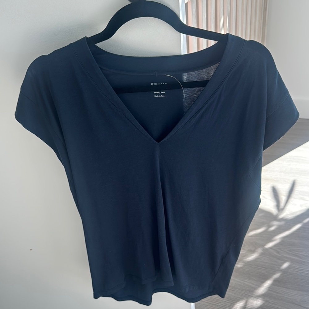 Navy V-Neck Women's Top